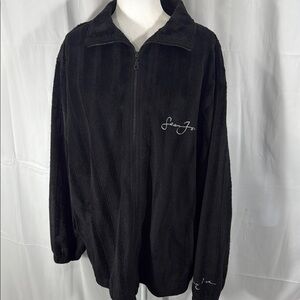 Sean John Vintage Black Fuzzy Zip-Up Sweater Size XXL